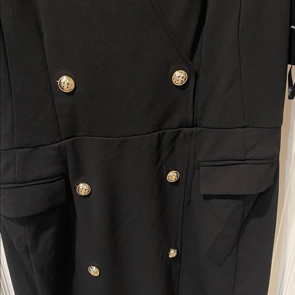 Tahari ASL Black Mini Dress with Silver Buttons - Picture 8 of 14